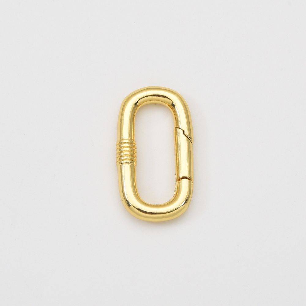 18K Gold Filled Oval Spring Clasp, Oblong Spring Carabiner Clasp, Dainty Minimalist Clasp for Necklace Bracelet Jewelry Making, 24x13mm, CL605