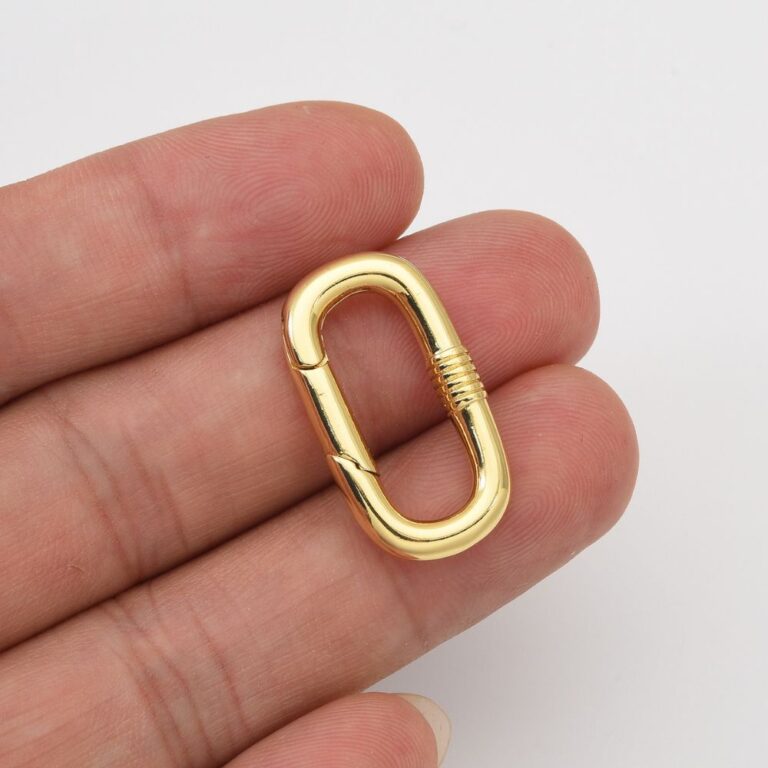 18K Gold Filled Oval Spring Clasp, Oblong Spring Carabiner Clasp, Dainty Minimalist Clasp for Necklace Bracelet Jewelry Making, 24x13mm, CL605