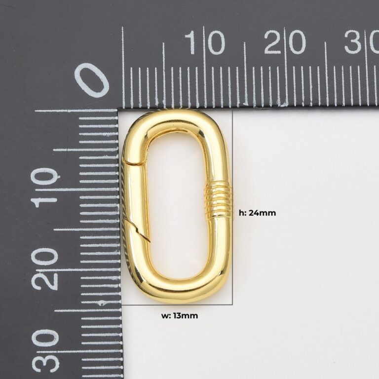 18K Gold Filled Oval Spring Clasp, Oblong Spring Carabiner Clasp, Dainty Minimalist Clasp for Necklace Bracelet Jewelry Making, 24x13mm, CL605