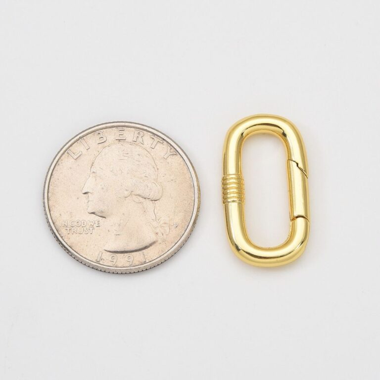 18K Gold Filled Oval Spring Clasp, Oblong Spring Carabiner Clasp, Dainty Minimalist Clasp for Necklace Bracelet Jewelry Making, 24x13mm, CL605