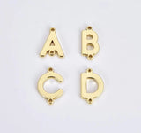 18K Gold Filled Dainty Initial Charm Connector, Alphabet Pendant, Letter A-Z Personalized Charm for Jewelry Supply Bracelet Necklace, CN459