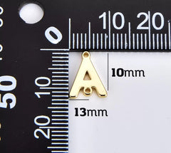 18K Gold Filled Dainty Initial Charm Connector, Alphabet Pendant, Letter A-Z Personalized Charm for Jewelry Supply Bracelet Necklace, CN459