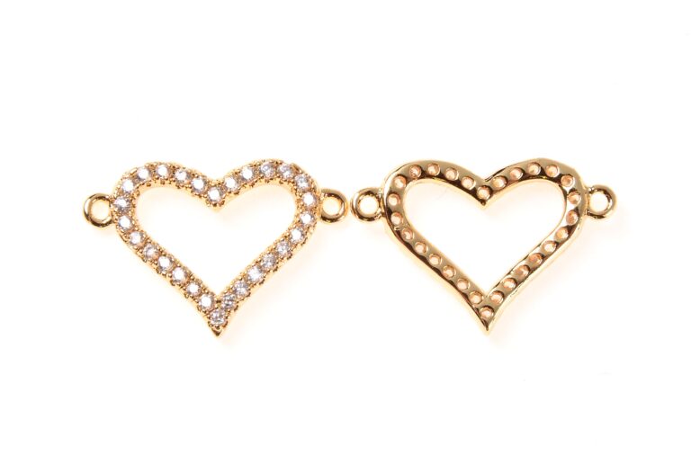 14K Gold Filled Cubic Zirconia Micro Pave CZ Heart Charm Connector CZ Love Heart Bracelet Connector For Bracelet Necklace Supply Jewelry CN011