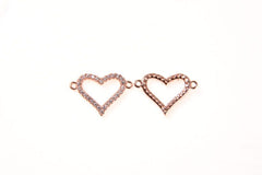 14K Gold Filled Cubic Zirconia Micro Pave CZ Heart Charm Connector CZ Love Heart Bracelet Connector For Bracelet Necklace Supply Jewelry CN011