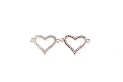 14K Gold Filled Cubic Zirconia Micro Pave CZ Heart Charm Connector CZ Love Heart Bracelet Connector For Bracelet Necklace Supply Jewelry CN011