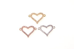 14K Gold Filled Cubic Zirconia Micro Pave CZ Heart Charm Connector CZ Love Heart Bracelet Connector For Bracelet Necklace Supply Jewelry CN011