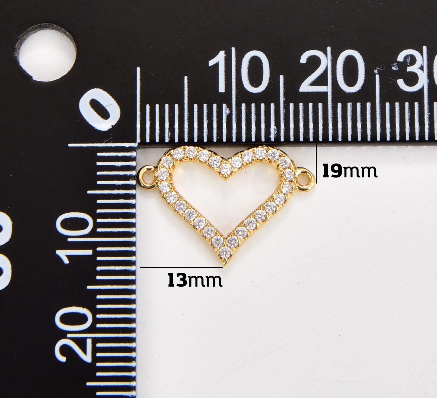 14K Gold Filled Cubic Zirconia Micro Pave CZ Heart Charm Connector CZ Love Heart Bracelet Connector For Bracelet Necklace Supply Jewelry CN011