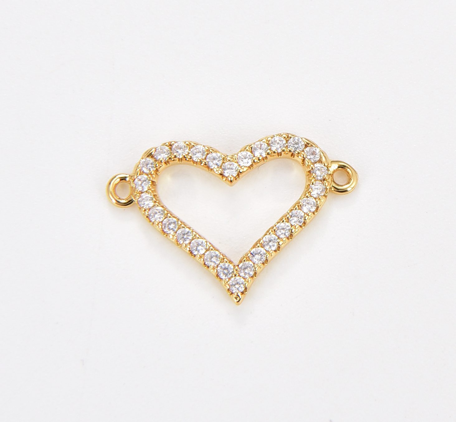 14K Gold Filled Cubic Zirconia Micro Pave CZ Heart Charm Connector CZ Love Heart Bracelet Connector For Bracelet Necklace Supply Jewelry CN011