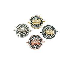 14K Gold Filled Lotus Connector, CZ Micro Pave LOTUS/Lotus Charm Connector Pave CZ Lotus Flower Connector,14x18mm|CN016