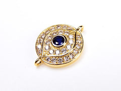 18K Gold Filled Evil Eye Pendant Connector, Evil Eye Necklace, Evil Eye Charm, Greek Evil Eye, Pave Evil Eye, Jewelry Making, 13x18mm, CN020