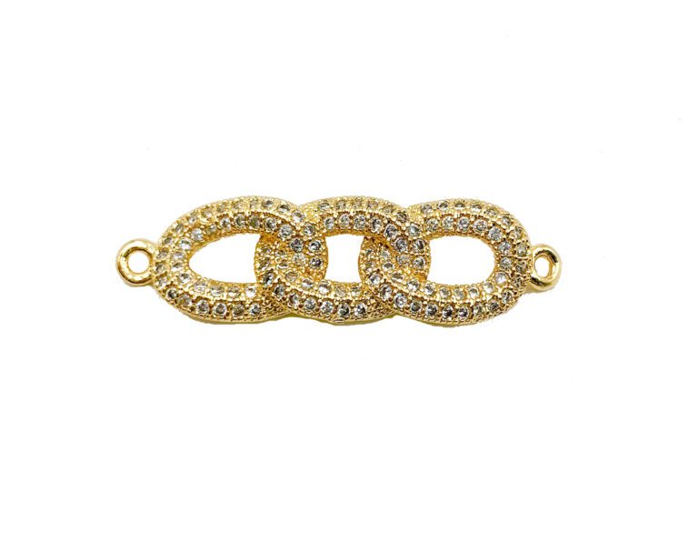 22K Gold Filled Micro Pave CZ Bracelet Connector, Link Chain Connector, Bracelet Bar Connector, CZ Bar Connector, 33x9mm|CN025