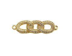 22K Gold Filled Micro Pave CZ Bracelet Connector, Link Chain Connector, Bracelet Bar Connector, CZ Bar Connector, 33x9mm|CN025