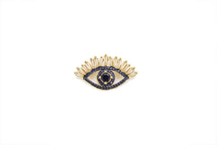 22K Gold Filled Evil Eye Pendant Connector, Evil Eye Necklace, Evil Eye Charm, Greek Evil Eye, Pave Evil Eye, Jewelry Making, 30mm, CN035