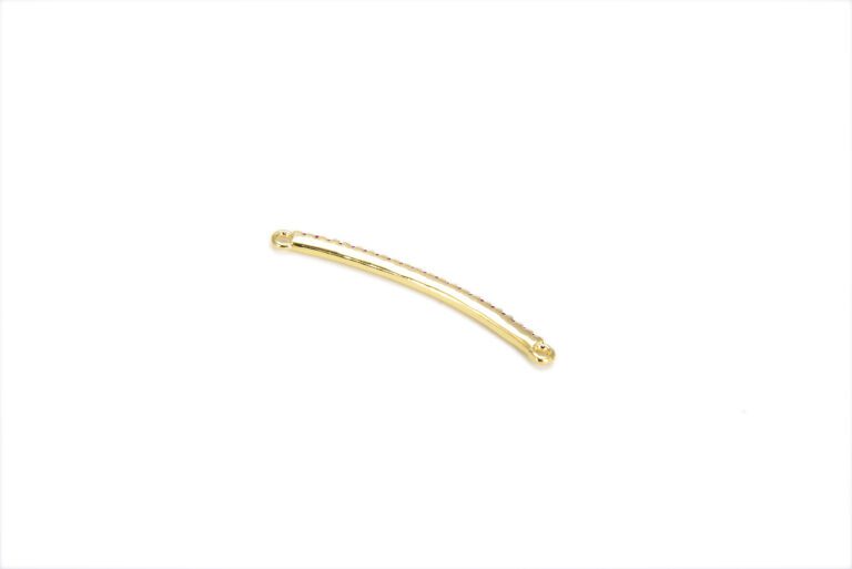 14K Gold Filled CZ Micro Pave Half Full Long Curve Tube for Bracelet/Necklace, Cubic Zirconia Separator Tube, Tube Beads, 35x6mm, CN036