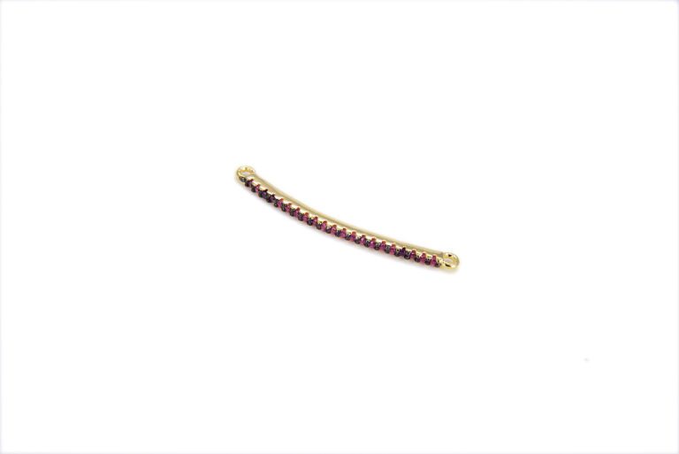 14K Gold Filled CZ Micro Pave Half Full Long Curve Tube for Bracelet/Necklace, Cubic Zirconia Separator Tube, Tube Beads, 35x6mm, CN036