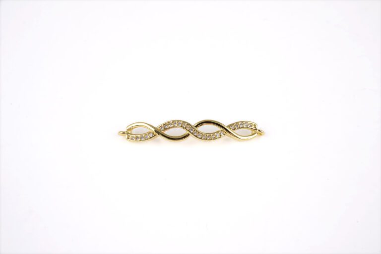 24K Gold Filled Double Helix Connector, DNA Shape Connector, Infinity Connector, Infinity Charm, Pave Connector, DIY, 59x41mm, CN039