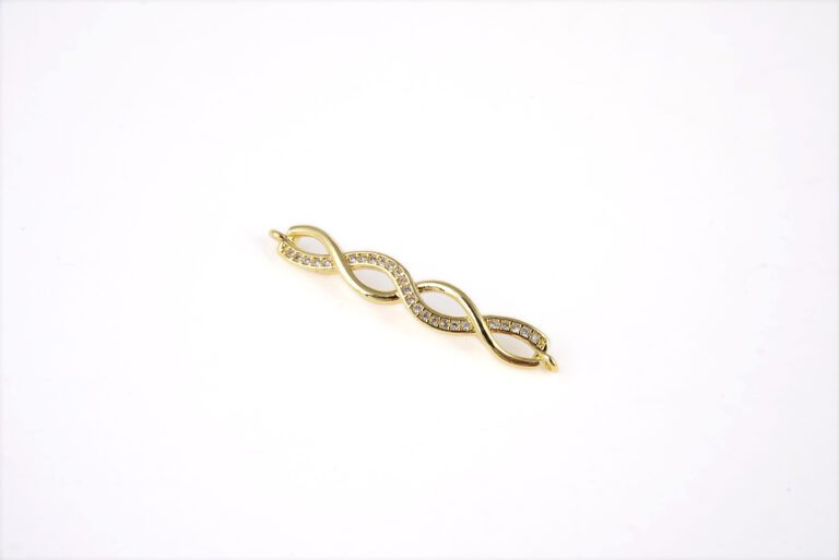 24K Gold Filled Double Helix Connector, DNA Shape Connector, Infinity Connector, Infinity Charm, Pave Connector, DIY, 59x41mm, CN039