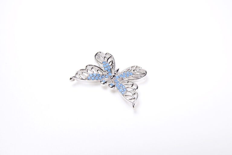 Butterfly Connector, CZ Micro Pave Butterfly Connector, Cubic Zirconia, Insect Connector, Bracelet Connector, Butterfly, 26x19mm, CN054