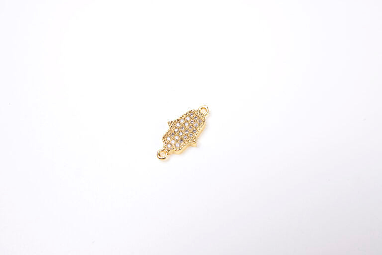 24K Gold Filled CZ Micro Pave Hamsa Hand, Hamsa Hand Connector, Hamsa Hand Charm, Hamsa Hand Jewelry , CZ Hamsa Hand Link, 9x16mm, CN059