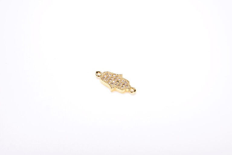 24K Gold Filled CZ Micro Pave Hamsa Hand, Hamsa Hand Connector, Hamsa Hand Charm, Hamsa Hand Jewelry , CZ Hamsa Hand Link, 9x16mm, CN059