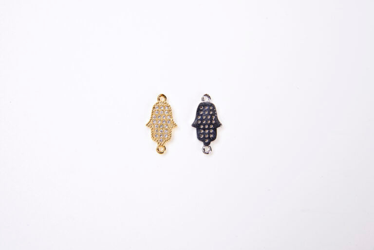 24K Gold Filled CZ Micro Pave Hamsa Hand, Hamsa Hand Connector, Hamsa Hand Charm, Hamsa Hand Jewelry , CZ Hamsa Hand Link, 9x16mm, CN059