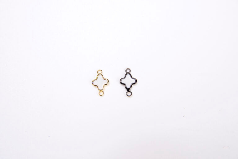 14K Gold Filled Tiny Clover Charm, Quatrefoil Clover Connector Charm, Silver/Gold/Rosegold clover connector, 6x10mm| CN064