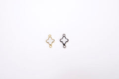 14K Gold Filled Tiny Clover Charm, Quatrefoil Clover Connector Charm, Silver/Gold/Rosegold clover connector, 6x10mm| CN064