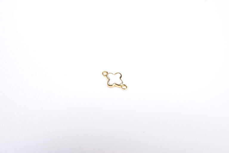 14K Gold Filled Tiny Clover Charm, Quatrefoil Clover Connector Charm, Silver/Gold/Rosegold clover connector, 6x10mm| CN064