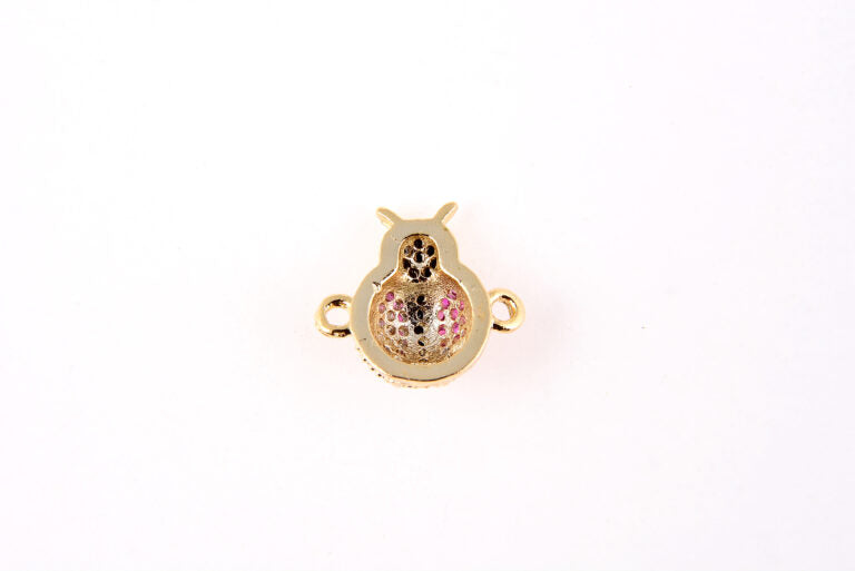 18K Gold Filled Ladybug Connector, Micro Pave CZ Beetle, Insect Pendant, Insect Necklace, Insect Charm, Beetle Jewelry, 12x12mm, CN066