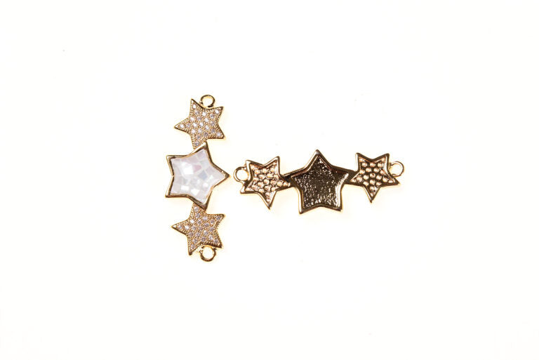 18K Gold Filled Shooting Star Connector Link, CZ Micro Pave Shooting Star Connector, Cubic Zirconia, Mother of Pearl Pave Star Link, CN071