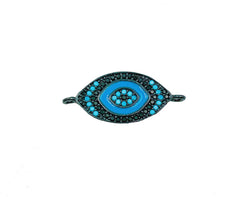 18K Gold Filled Evil Eye Colored CZ Micro Pave Connector, Enamel Evil Eye Connectors, CZ Micro Pave Connectors, 23x10mm, CN075