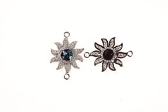 Rose Gold Connector, Rose Connector, Aquamarine Pendant, Floral Shape, Blue Opal Pendant, Freeform Pendant, Three Flower, Clover Pendant 22X17MM, CN080