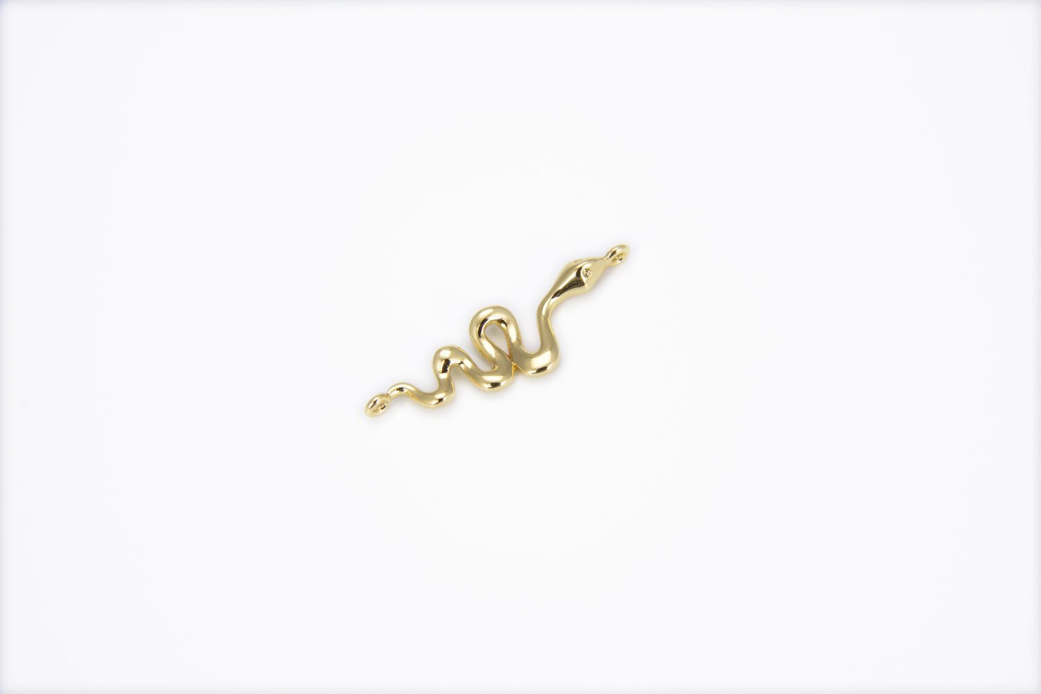 18K Gold Filled Snake Connector, Snake Charm Connector, Serpent Charm, Pave Connector, Snake Pendant, Jewelry Making, 31x9mm, CN102