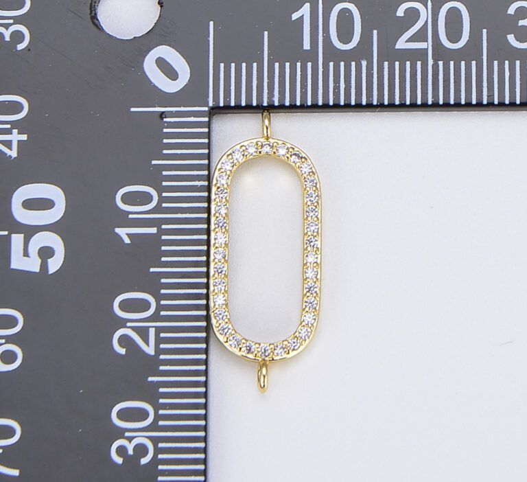 18K Gold Filled Oval Charm Connector, CZ Micro Pave Oval Connector for Necklace Bracelet Jewelry Making Supply, 24x20mm, CN121