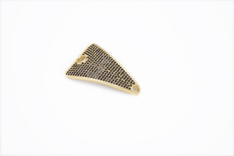 18K Gold Filled Black CZ Triangle Connector, Gold Triangle Charm, CZ Micro Pave Triangle Connectors, Triangle Cz Link, 21X32MM, CN123