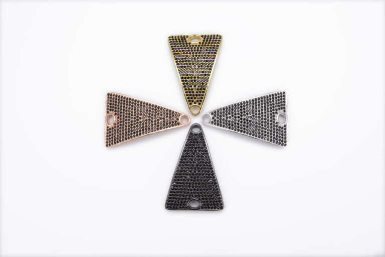 18K Gold Filled Black CZ Triangle Connector, Gold Triangle Charm, CZ Micro Pave Triangle Connectors, Triangle Cz Link, 21X32MM, CN123