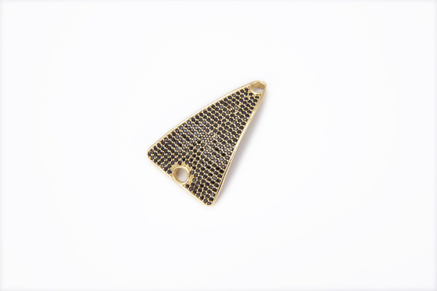 18K Gold Filled Black CZ Triangle Connector, Gold Triangle Charm, CZ Micro Pave Triangle Connectors, Triangle Cz Link, 21X32MM, CN123