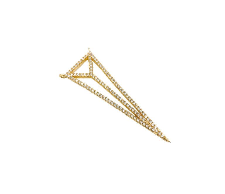 18K Gold Filled V Pendant Connector, CZ Clear Micro Pave open Triangle Connector Pendant, Cubic Zirconia Connector, 44x16mm, CN126