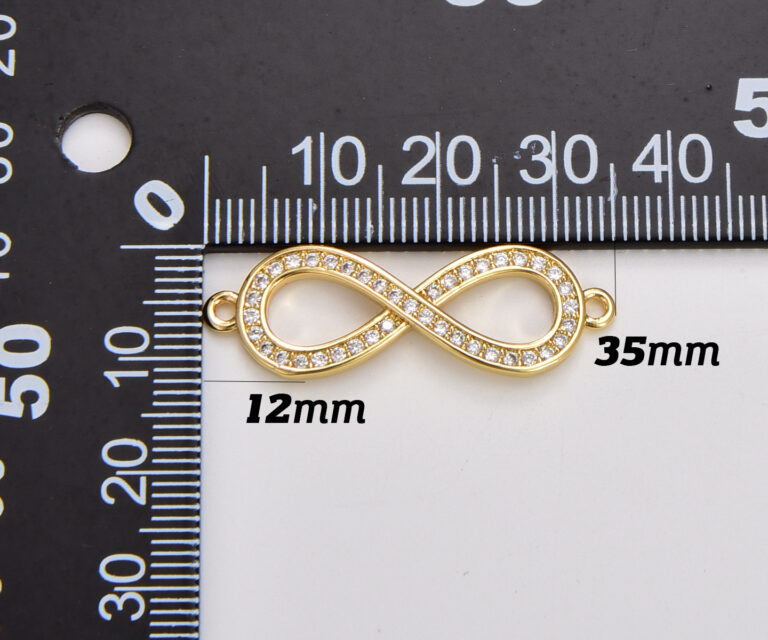 18K Gold Filled Micro Pave Infinity Connector for Bracelet/Necklace, Silver/Gold/Rose Gold/Black Spacer Connector, 35x11mm, CN129