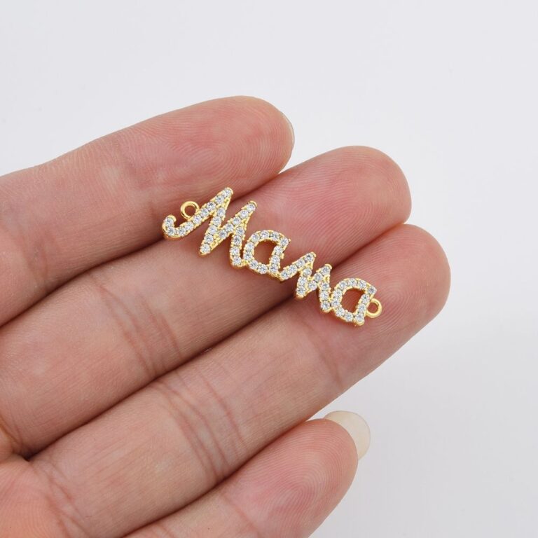 14K Gold Filled Mother Connector Charm Pendant, CZ Micro Pave Mama connector, Mama Mother connector, Love , Mom Charm, 30x12mm| CN138