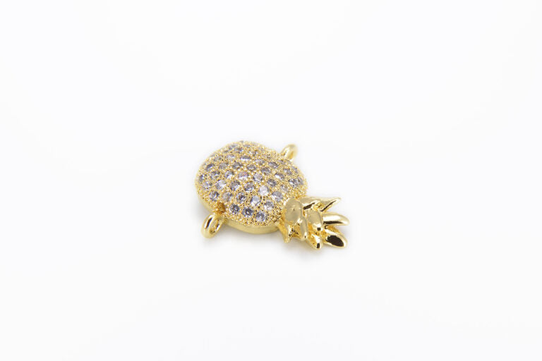 14K Gold Filled Micro Pave CZ Pineapple Connector, Pineapple Charm, Gold Pineapple, Pineapple Jewelry, Pave Connector, 16x14mm, CN139