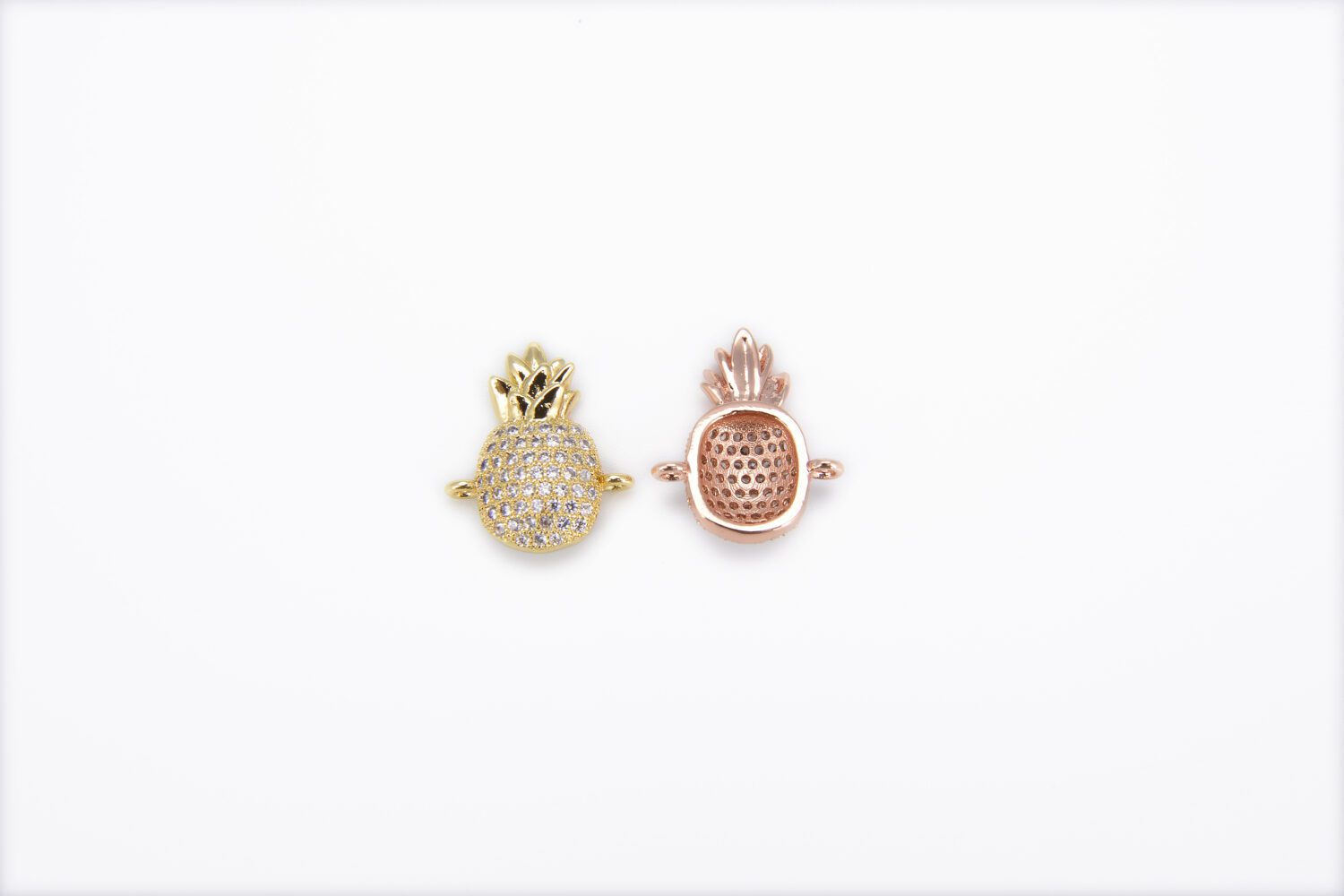 14K Gold Filled Micro Pave CZ Pineapple Connector, Pineapple Charm, Gold Pineapple, Pineapple Jewelry, Pave Connector, 16x14mm, CN139