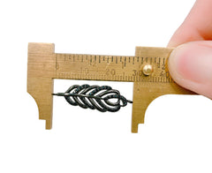 Black Feather Charm Bracelet CZ Connector, Cubic Zirconia Pave, Feather Connector, CZ Pave bead, Micro Pave Pendant, 29x9mm, CN145