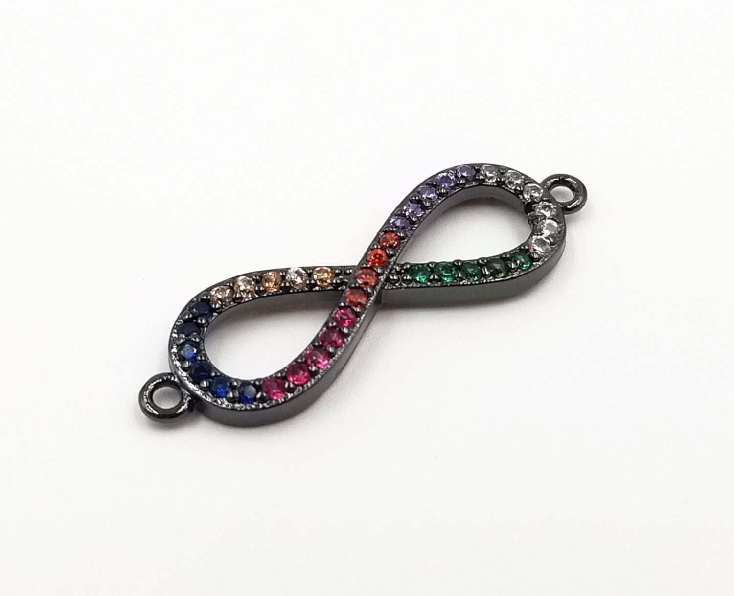 18K Gold Filled Rainbow CZ Infinity Connector, Infinity Charm, Infinity Earrings, Infinity Necklace, Infinity Band, 28x7mm,CN183
