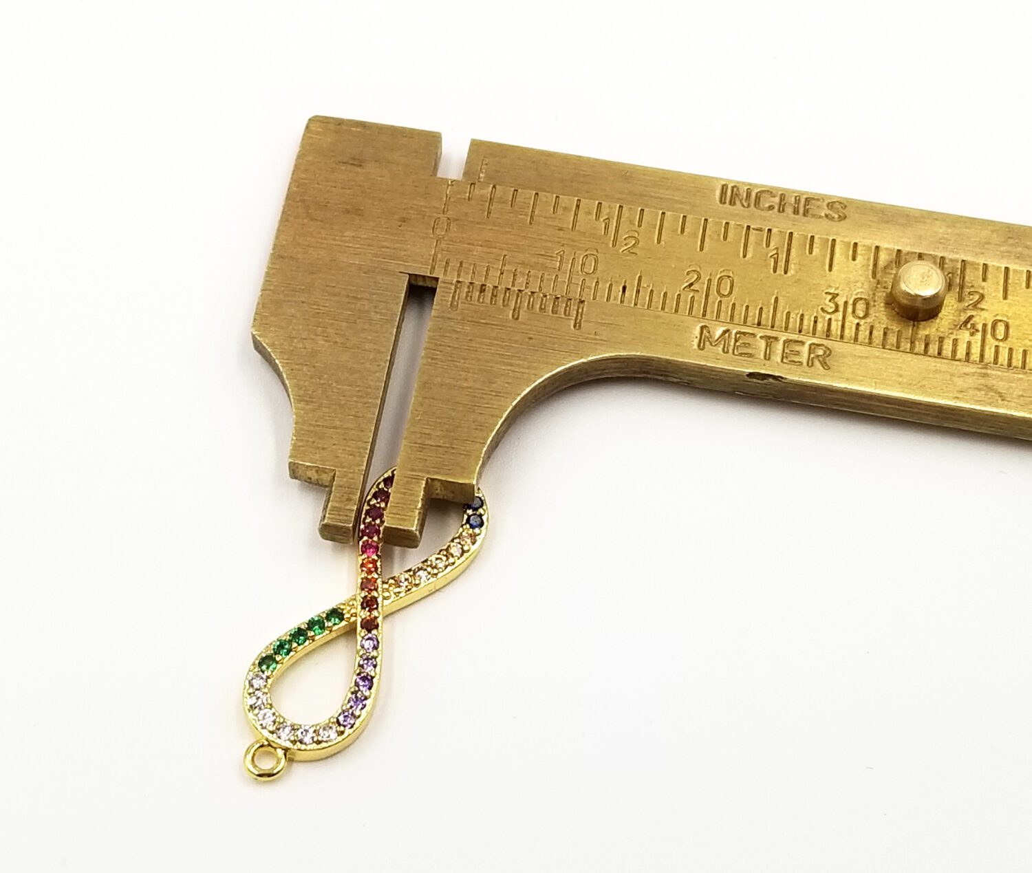 18K Gold Filled Rainbow CZ Infinity Connector, Infinity Charm, Infinity Earrings, Infinity Necklace, Infinity Band, 28x7mm,CN183