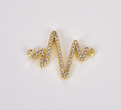 18K Gold Filled Heart Beat Connector, Gold CZ Micro Pave Heart Beat /Pulse Link Charm, Heartbeat SVG Charm for Necklace Bracelet Supplies |CN190