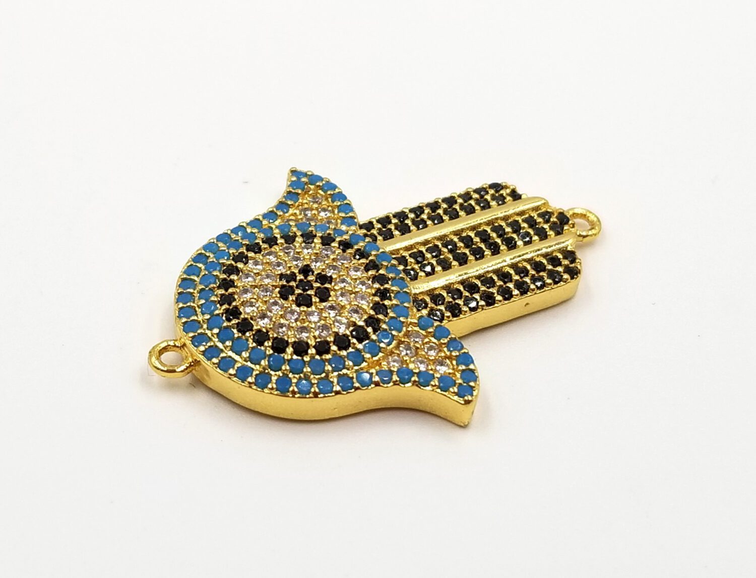 14K Gold Filled CZ Hamsa Connector, Hamsa Hand Connector, Hamsa Hand Charm, CZ Micro Pave Hamsa Hand, Hamsa Hand Pendant, 29x21mm, CN196