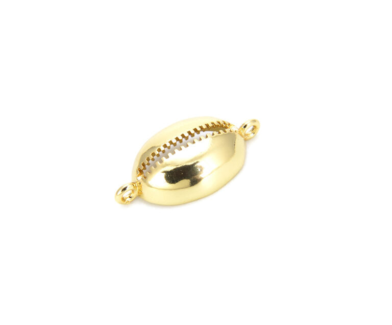 18K Gold Filled Cowrie Shell Connector, Cowrie Shell, Cowrie Shell Charm, Cowrie Shell Pendant, Cowrie Necklace, 20x10mm, CN199