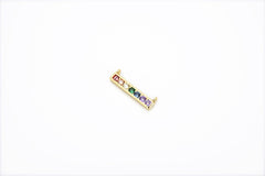 18K Gold Filled Rainbow CZ Bar Connector, CZ Micro Pave Bar Charm, Pride Rainbow Jewelry, Long Bar Pendant, 20x6mm, CN204