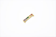 18K Gold Filled Rainbow CZ Bar Connector, CZ Micro Pave Bar Charm, Pride Rainbow Jewelry, Long Bar Pendant, 20x6mm, CN204